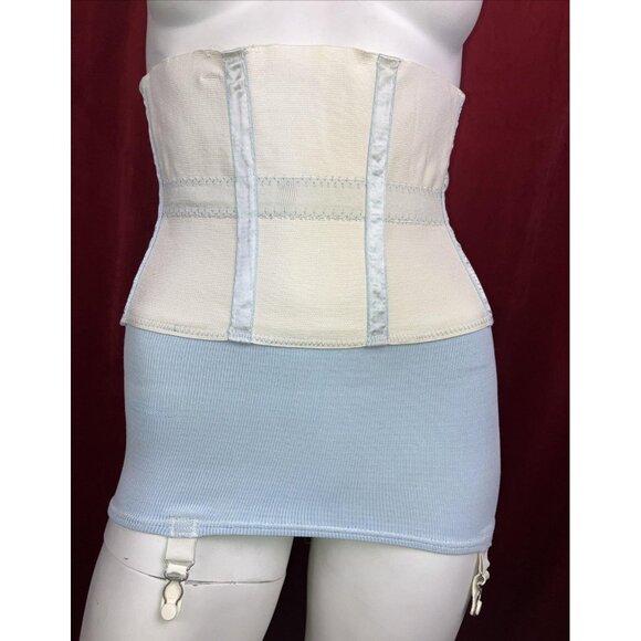 Rubber blend 30s 40s waist Cincher bottom girdle Corset w garter rare deco